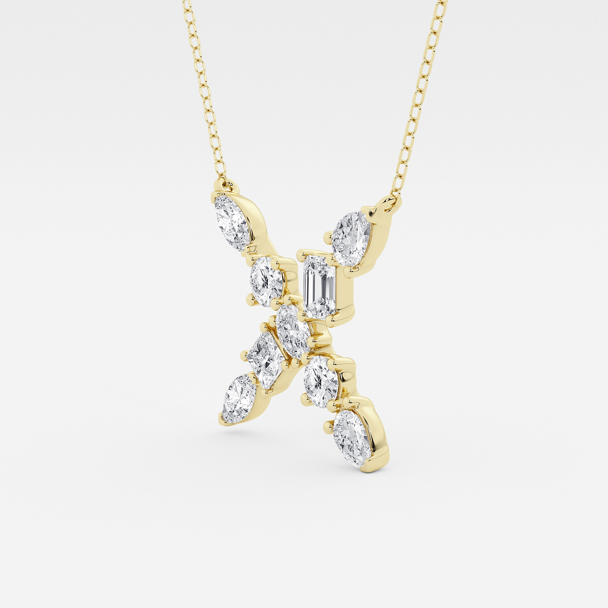 Additional Image 1 for  1 3/4 ctw Mosaic Multi-Shape Initial X Pendant