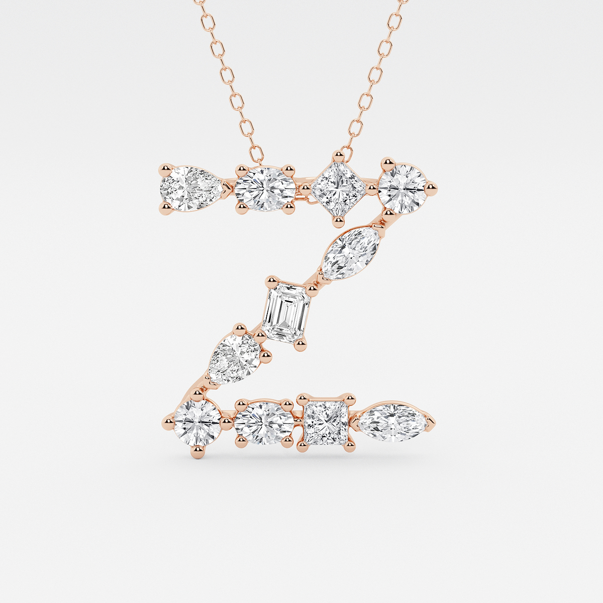 1 3/4 ctw Mosaic Multi-Shape Initial Z Pendant