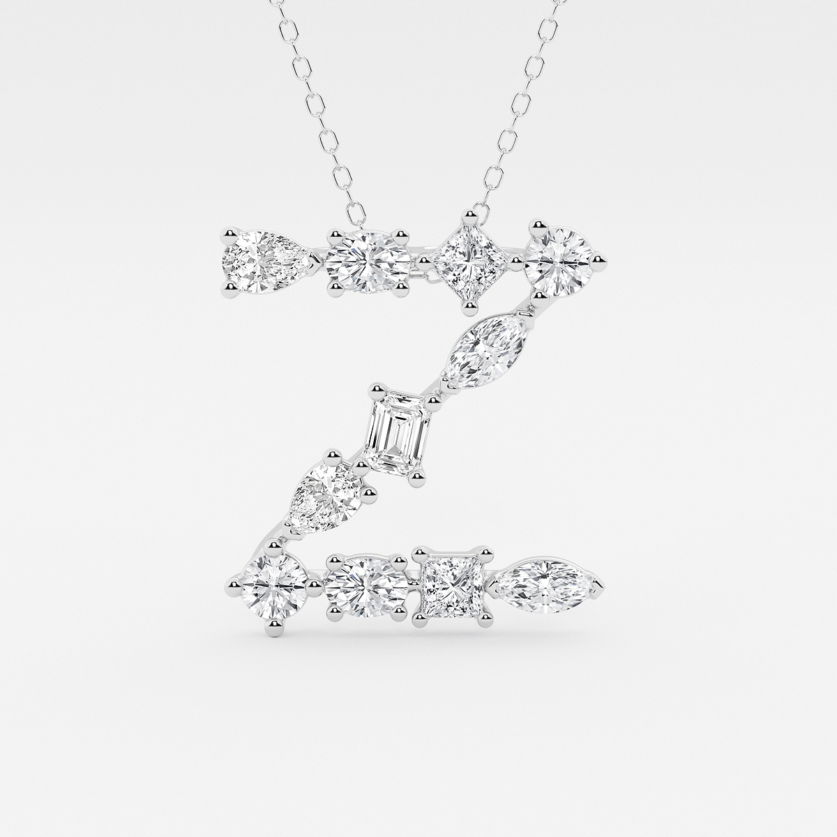 1 3/4 ctw Mosaic Multi-Shape Initial Z Pendant