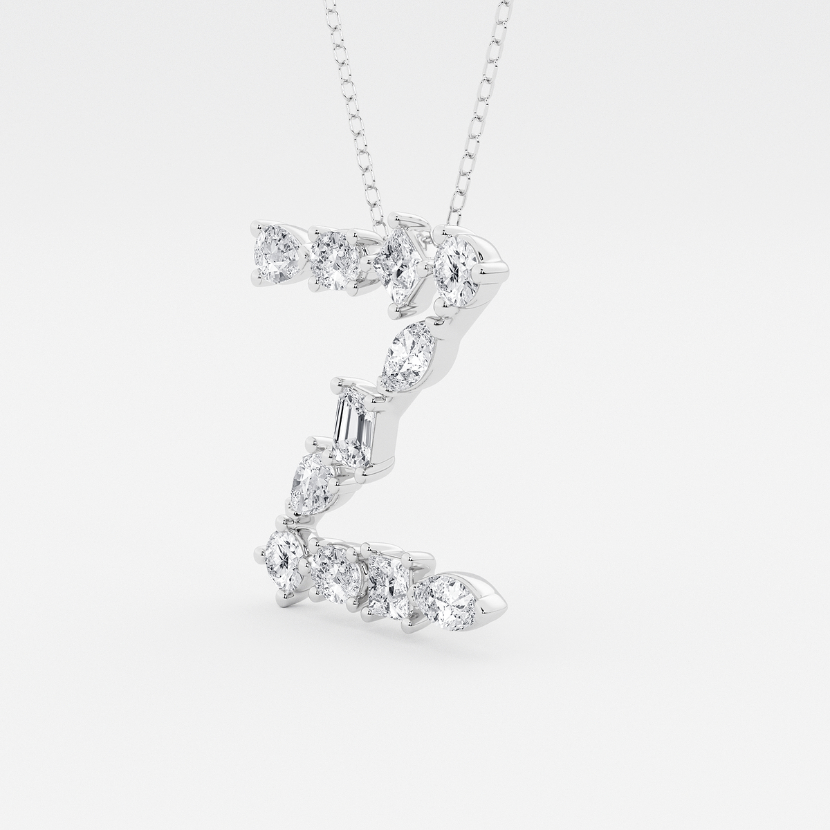 Additional Image 1 for  1 3/4 ctw Mosaic Multi-Shape Initial Z Pendant