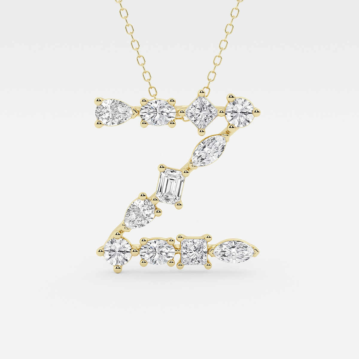 1 3/4 ctw Mosaic Multi-Shape Initial Z Pendant