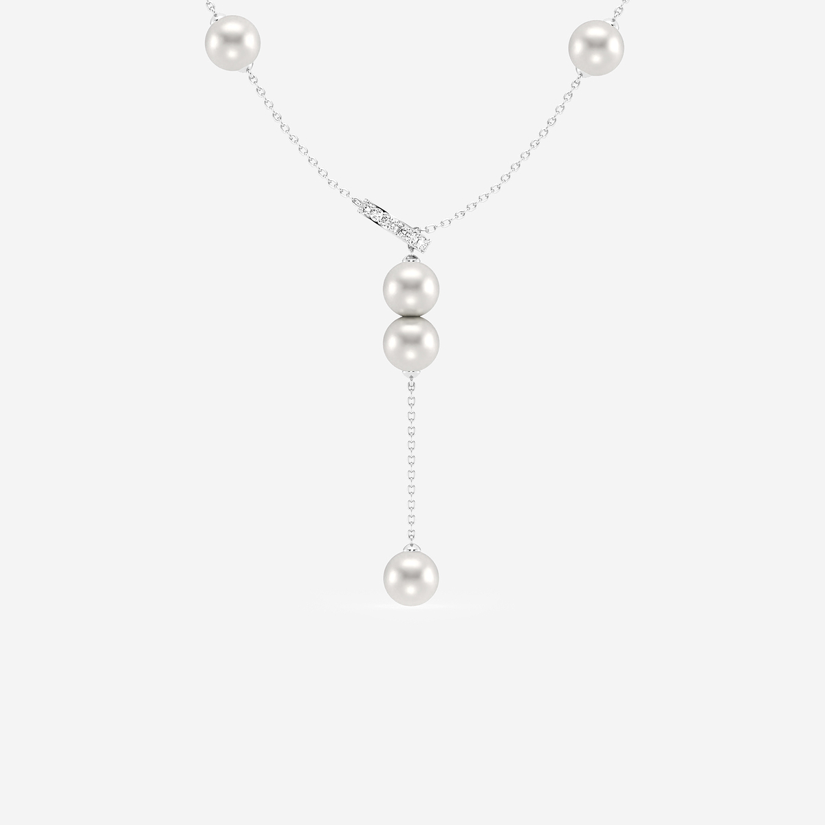 Additional Image 1 for  6.5 - 7.0 mm Cultured Freshwater Pearl and 1/8 ctw Lab Grown Diamond Lariat Necklace