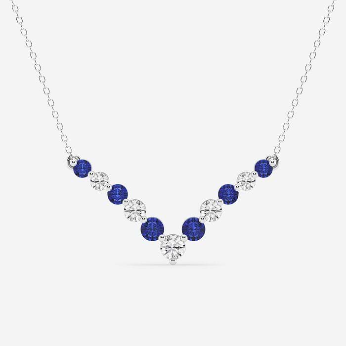 Sapphire Chevron Round Fashion Necklace