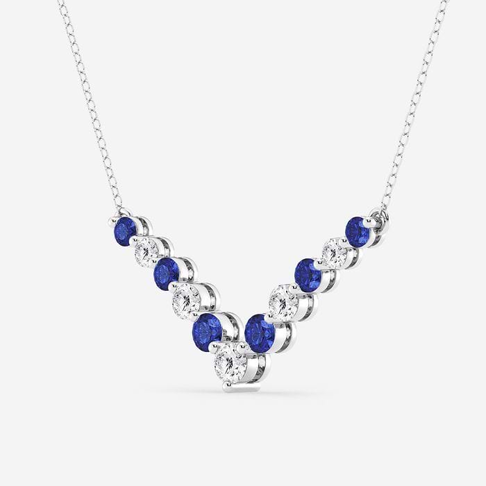 Sapphire Chevron Round Fashion Necklace