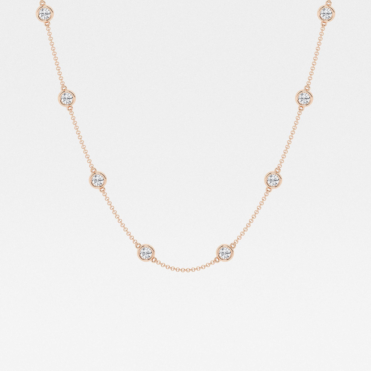 3 3/4 ctw Round Lab Grown Diamond Station Necklace