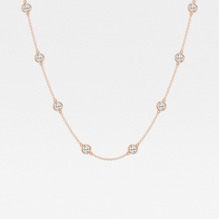 Station Round - 3 3/4 ctw Round Lab Grown Diamond Station Necklace