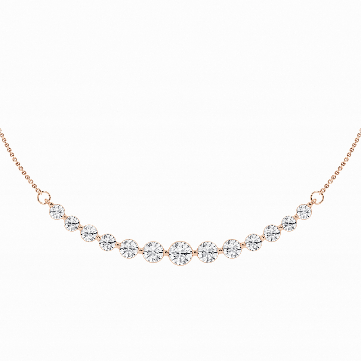 2 ctw Round Lab Grown Diamond Curved Center Necklace