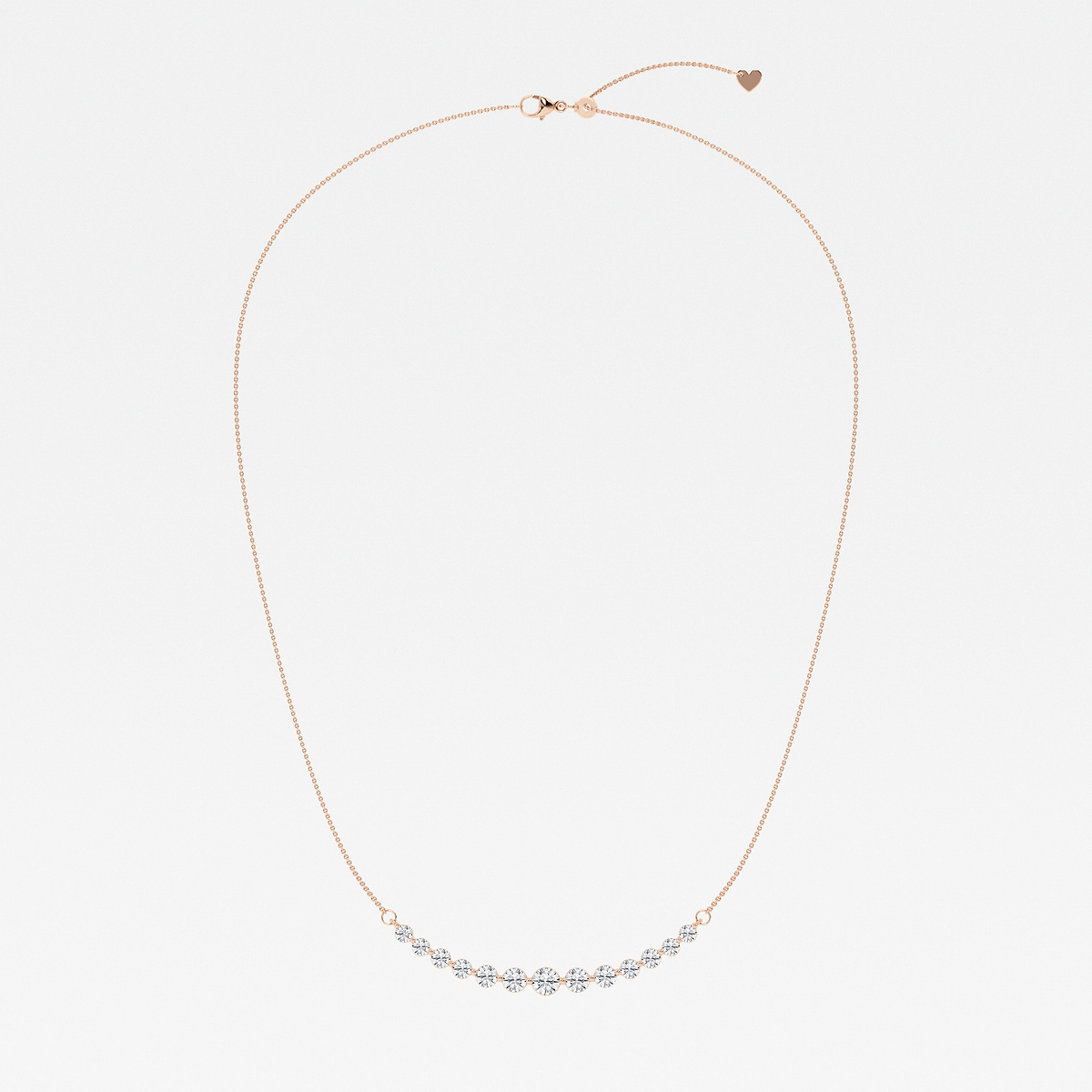Additional Image 3 for  2 ctw Round Lab Grown Diamond Curved Center Necklace