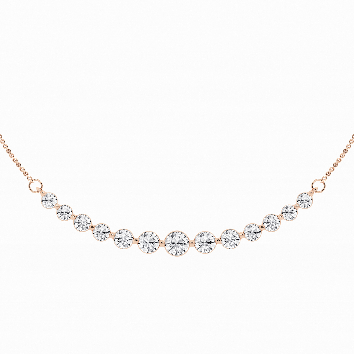Additional Image 1 for  2 ctw Round Lab Grown Diamond Curved Center Necklace