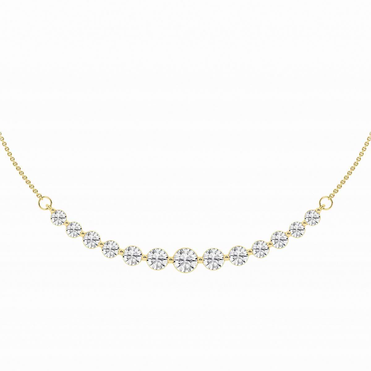 2 ctw Round Lab Grown Diamond Curved Center Fashion Necklace 14K Yellow Gold, FG, VS2+