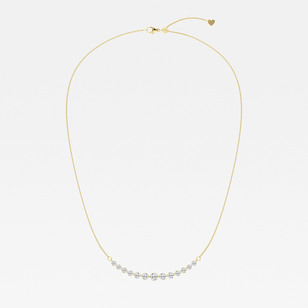 2 ctw Round Lab Grown Diamond Curved Center Necklace 14K Yellow