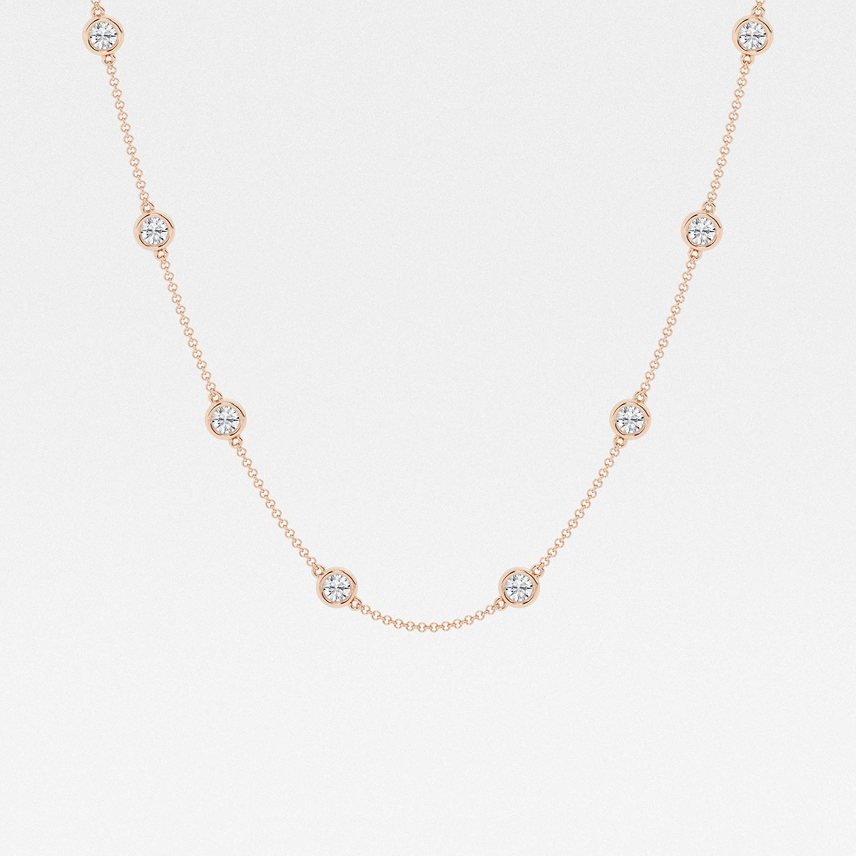 3 ctw Round Lab Grown Diamond Station Necklace