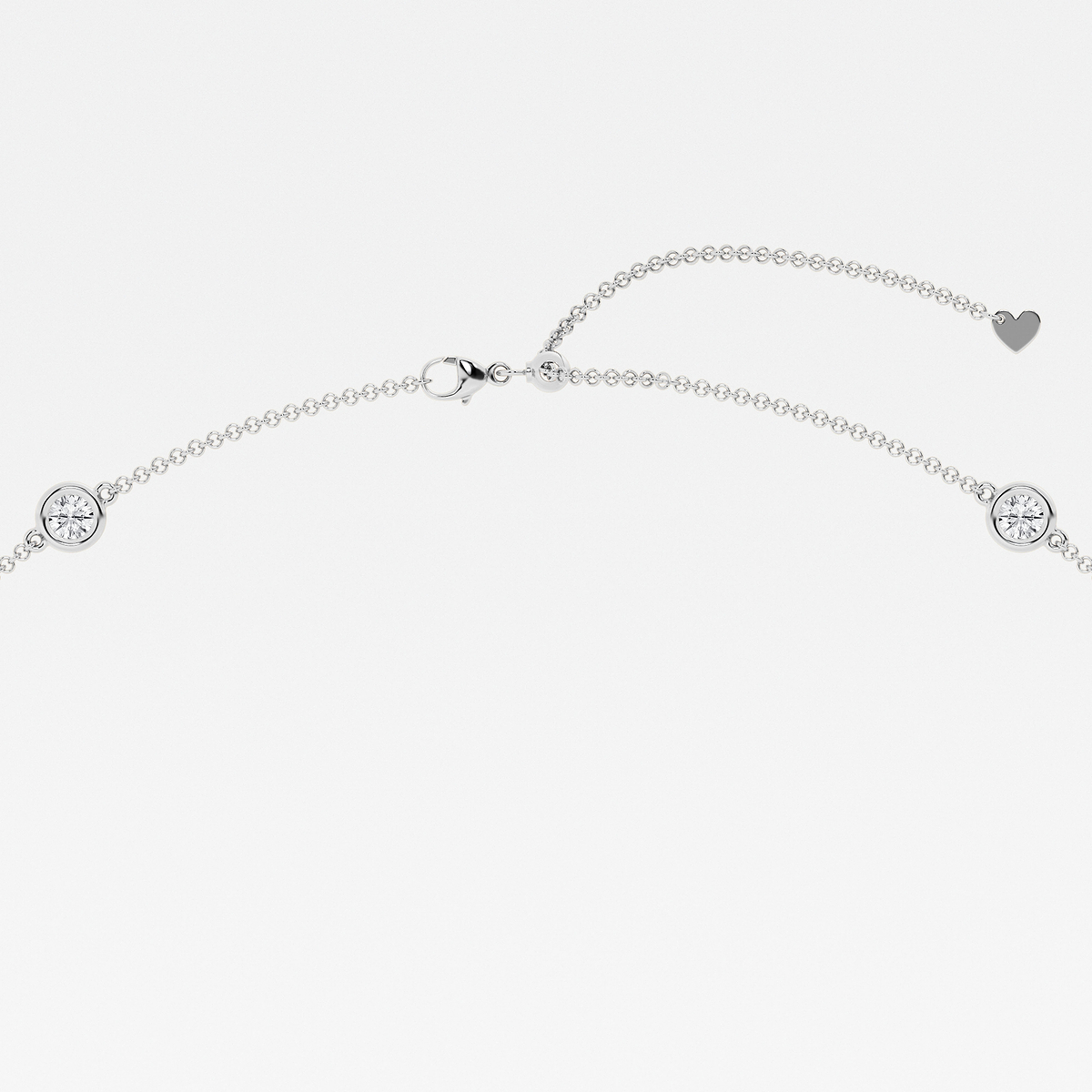 3 ctw Round Lab Grown Diamond Station Fashion Necklace 14K White Gold, F, VS2