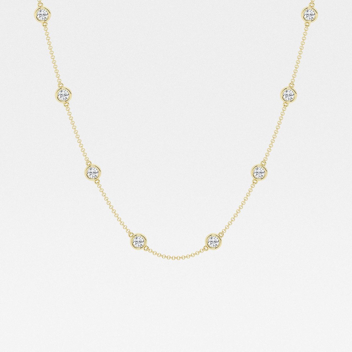 3 ctw Round Lab Grown Diamond Station Fashion Necklace 14K Yellow Gold, F, VS2