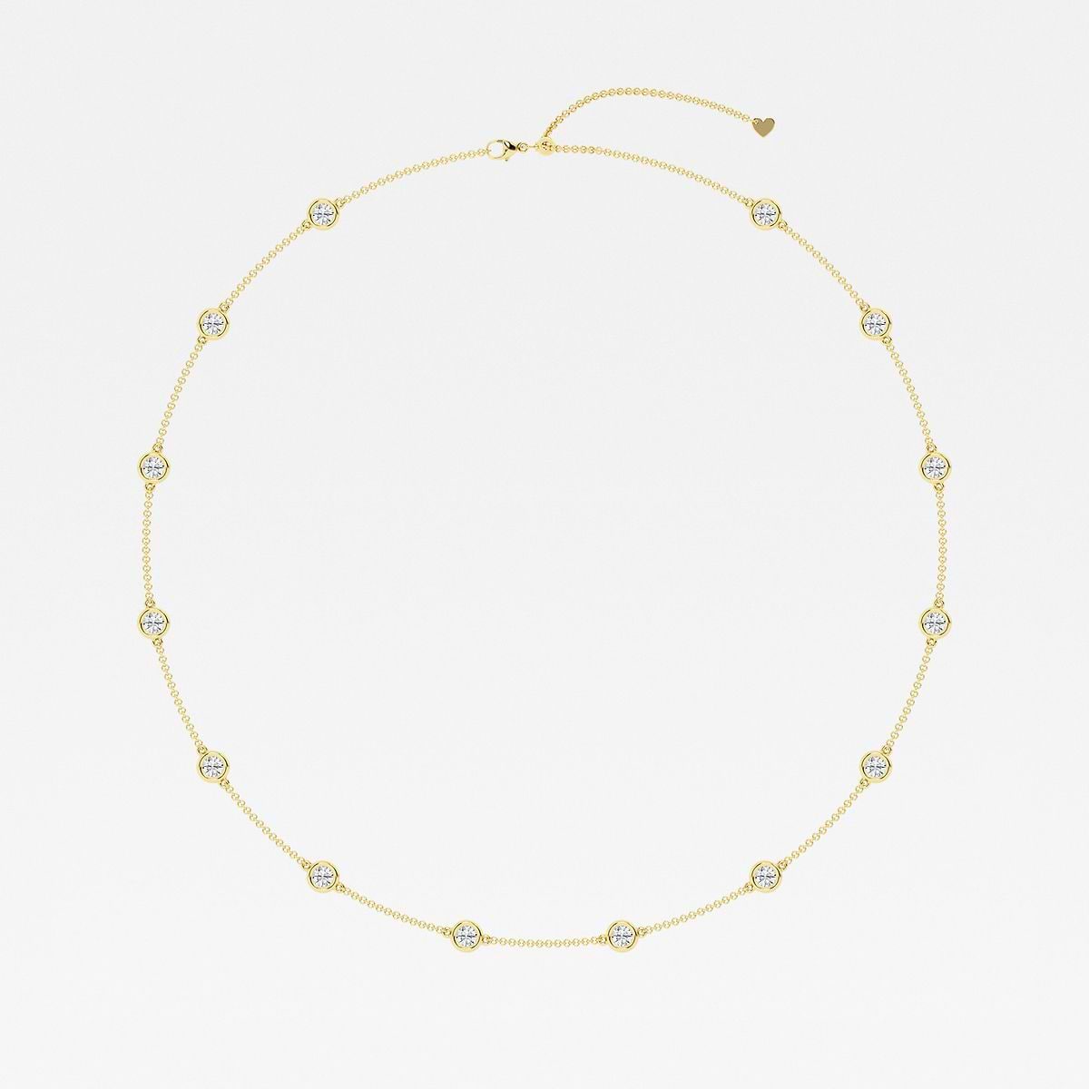 3 ctw Round Lab Grown Diamond Station Fashion Necklace 14K Yellow Gold, F, VS2