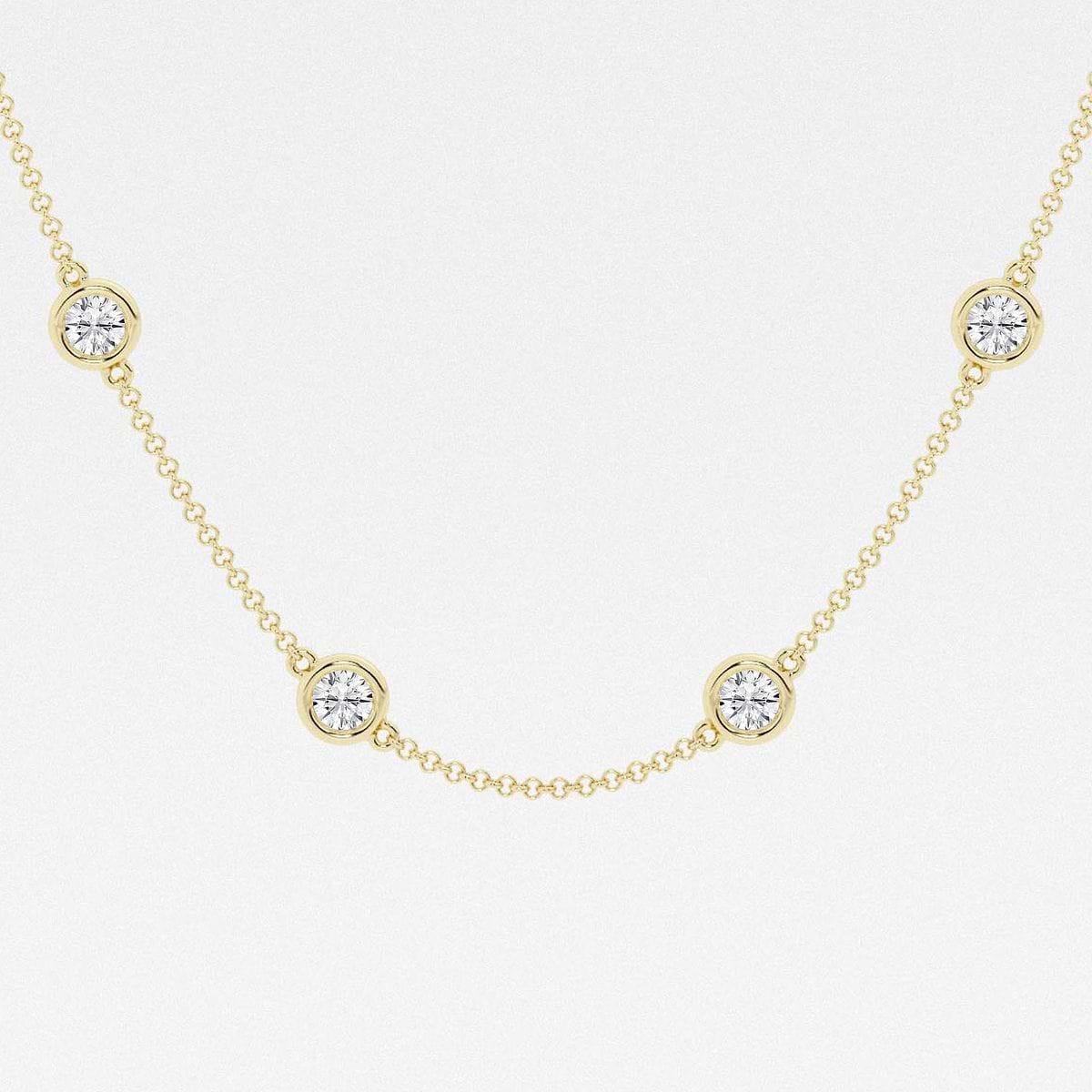 3 ctw Round Lab Grown Diamond Station Fashion Necklace 14K Yellow Gold, F, VS2