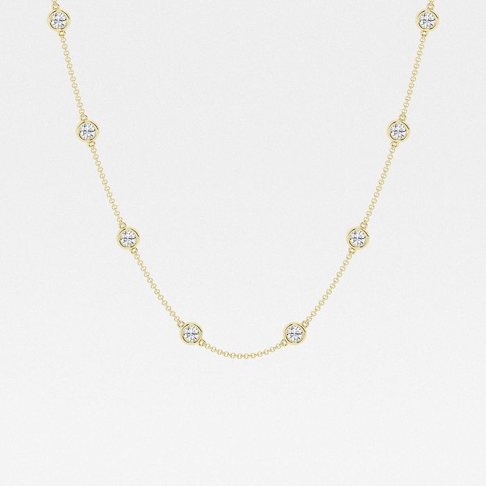 3 ctw Round Lab Grown Diamond Station Fashion Necklace