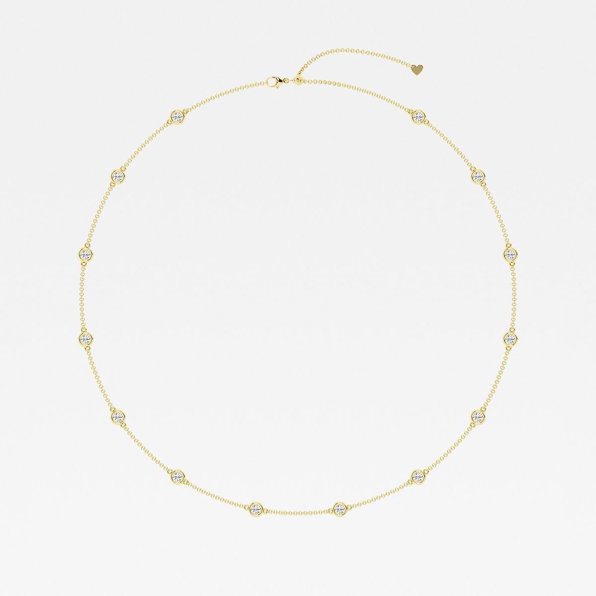2 ctw Round Lab Grown Diamond Station Fashion Necklace 14K Yellow Gold, FG, VS2+