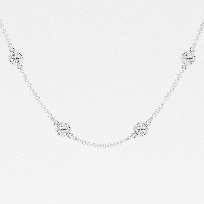 2 ctw Round Lab Grown Diamond Station Fashion Necklace