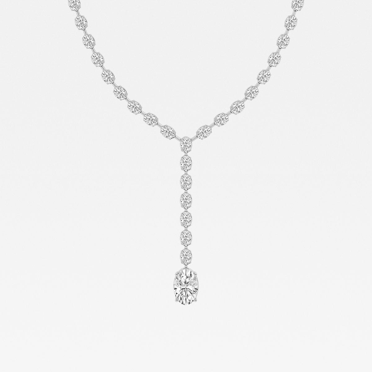 17 ctw Oval Lab Grown Diamond Lariat Tennis Necklace