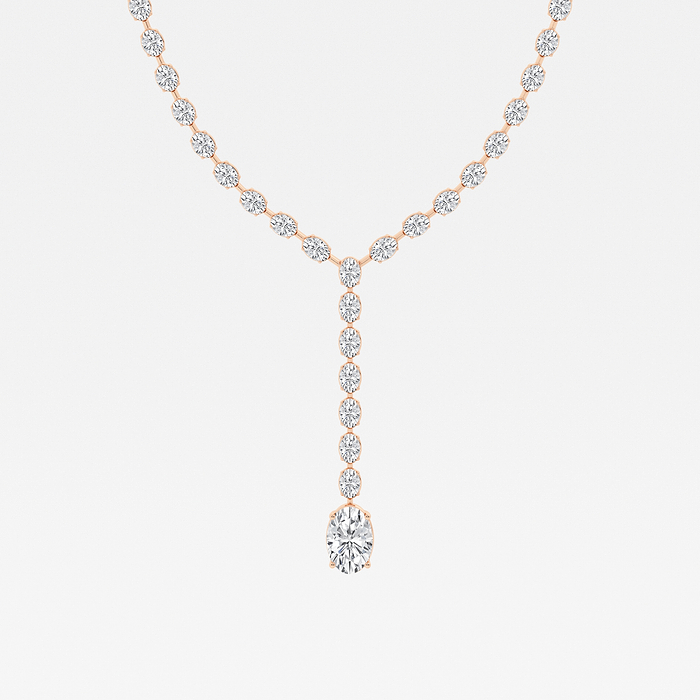 17 ctw Oval Lab Grown Diamond Lariat Tennis Necklace