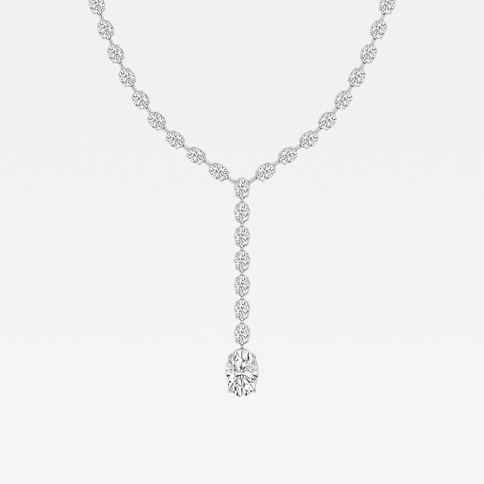 17 ctw Oval Lab Grown Diamond Lariat Tennis Necklace