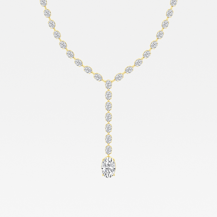 17 ctw Oval Lab Grown Diamond Lariat Tennis Necklace