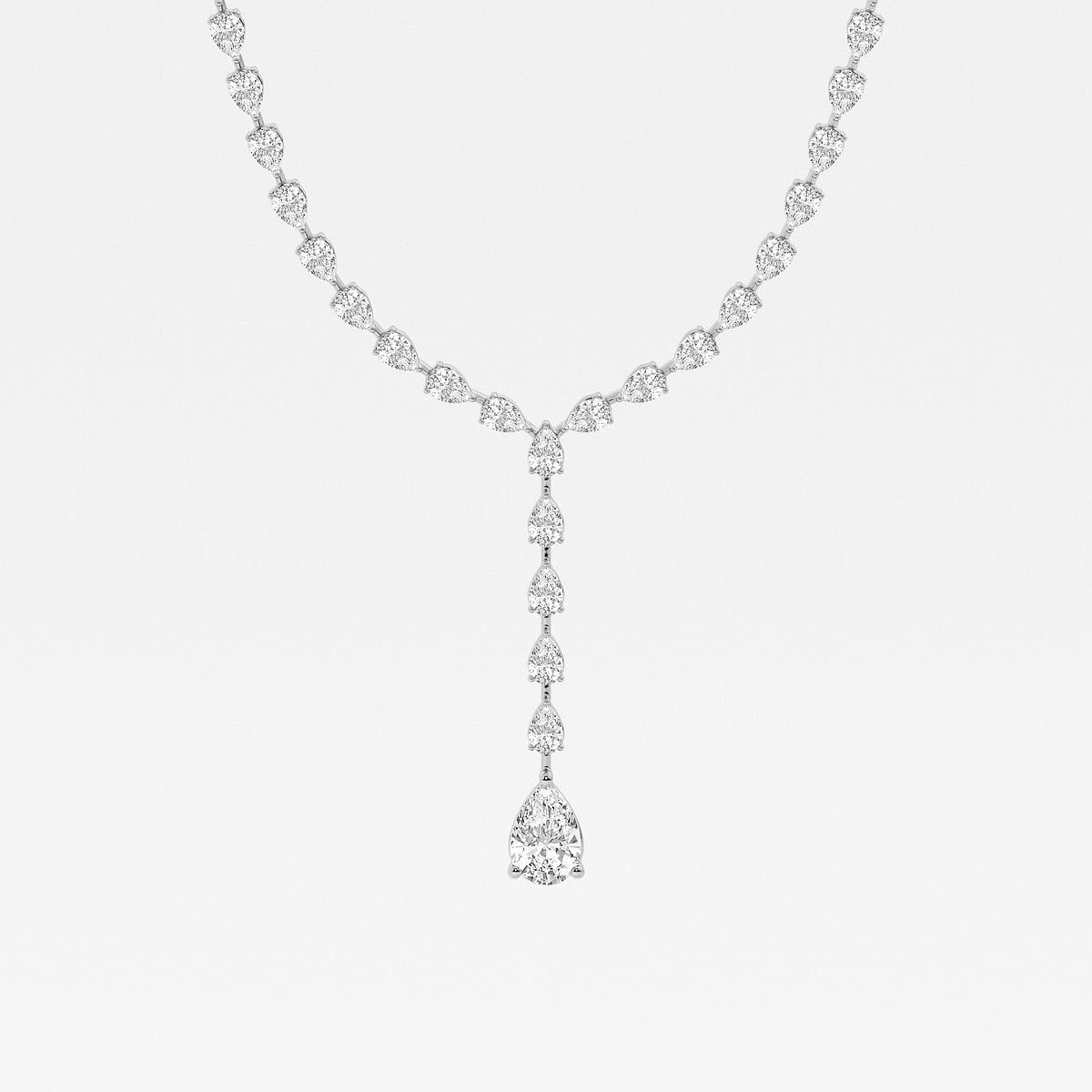 Badgley Mischka 17 ctw Pear Lab Grown Diamond Lariat Tennis Necklace 14K White Gold, FG, VS2+