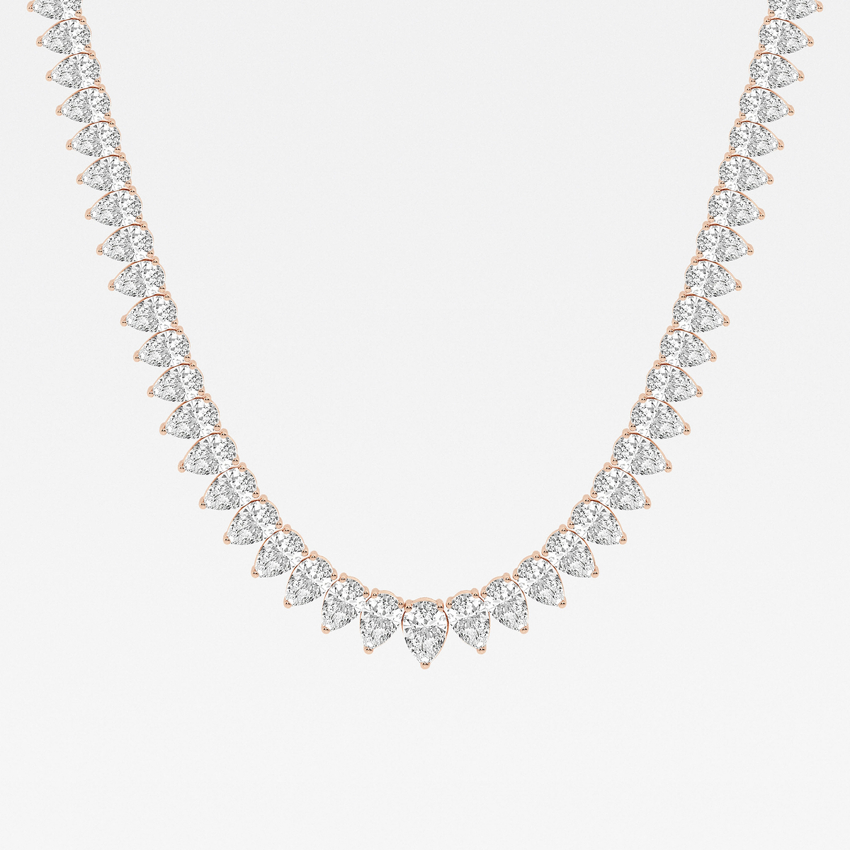 21 1/2 ctw Pear Lab Grown Diamond Graduated Tennis Necklace
