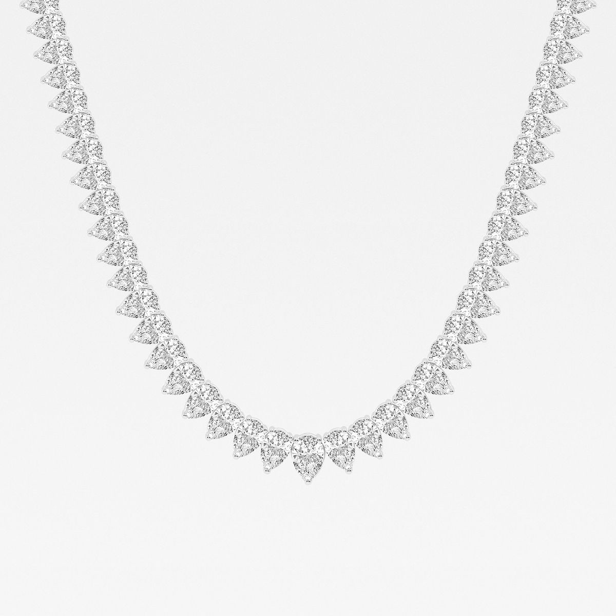 21 1/2 ctw Pear Lab Grown Diamond Graduated Tennis Necklace