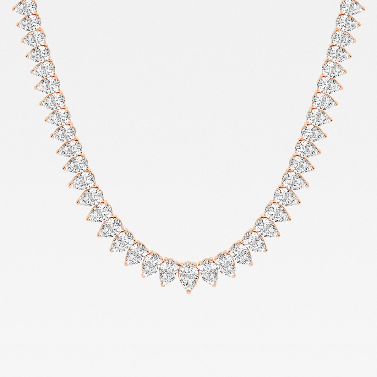16 1/2 ctw Pear Lab Grown Diamond Graduated Tennis Necklace