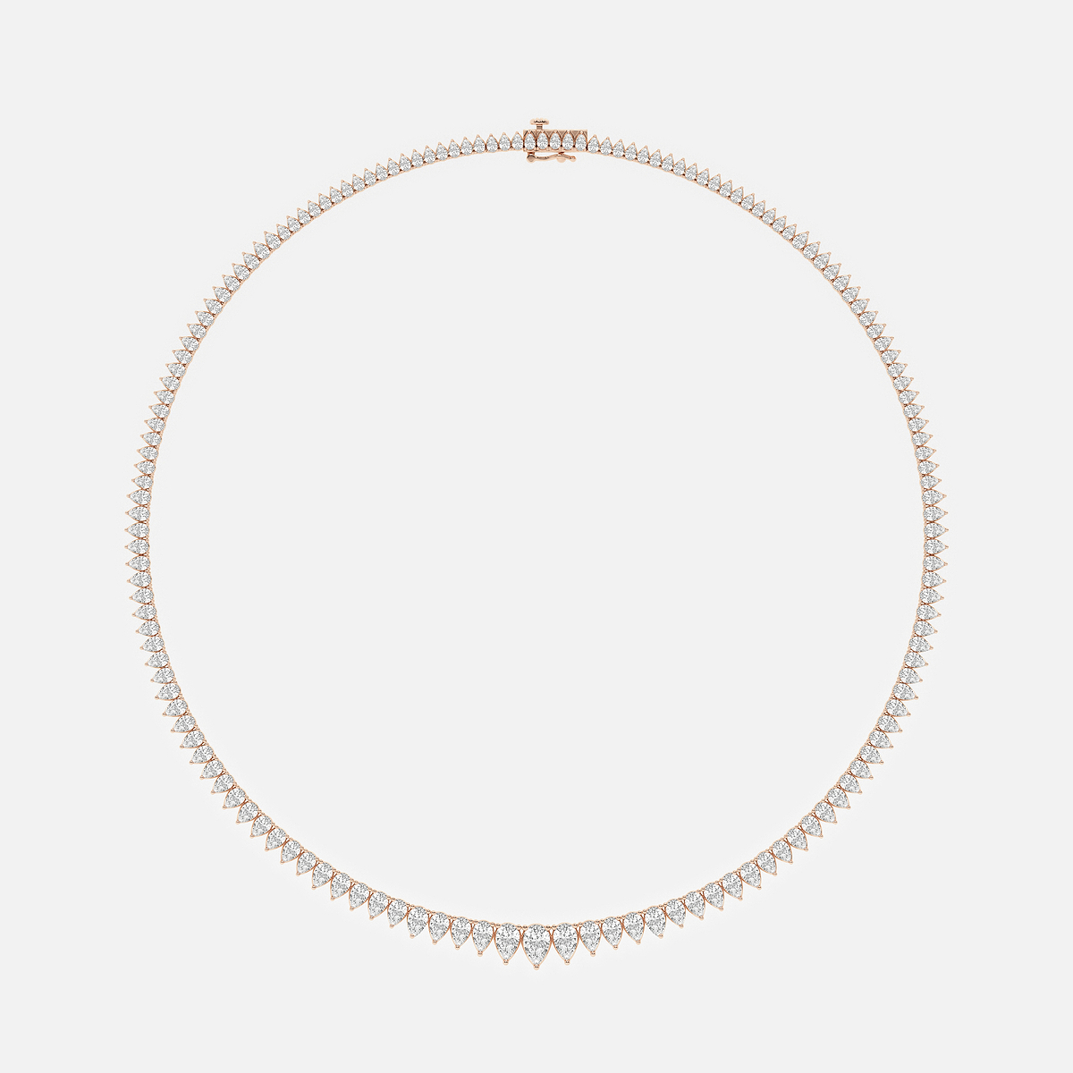 Additional Image 3 for  16 1/2 ctw Pear Lab Grown Diamond Graduated Tennis Necklace