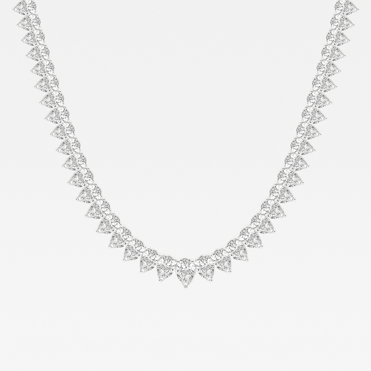 ミルク 16 1/2 ctw Pear Lab Grown Diamond Graduated Tennis Necklace 14K