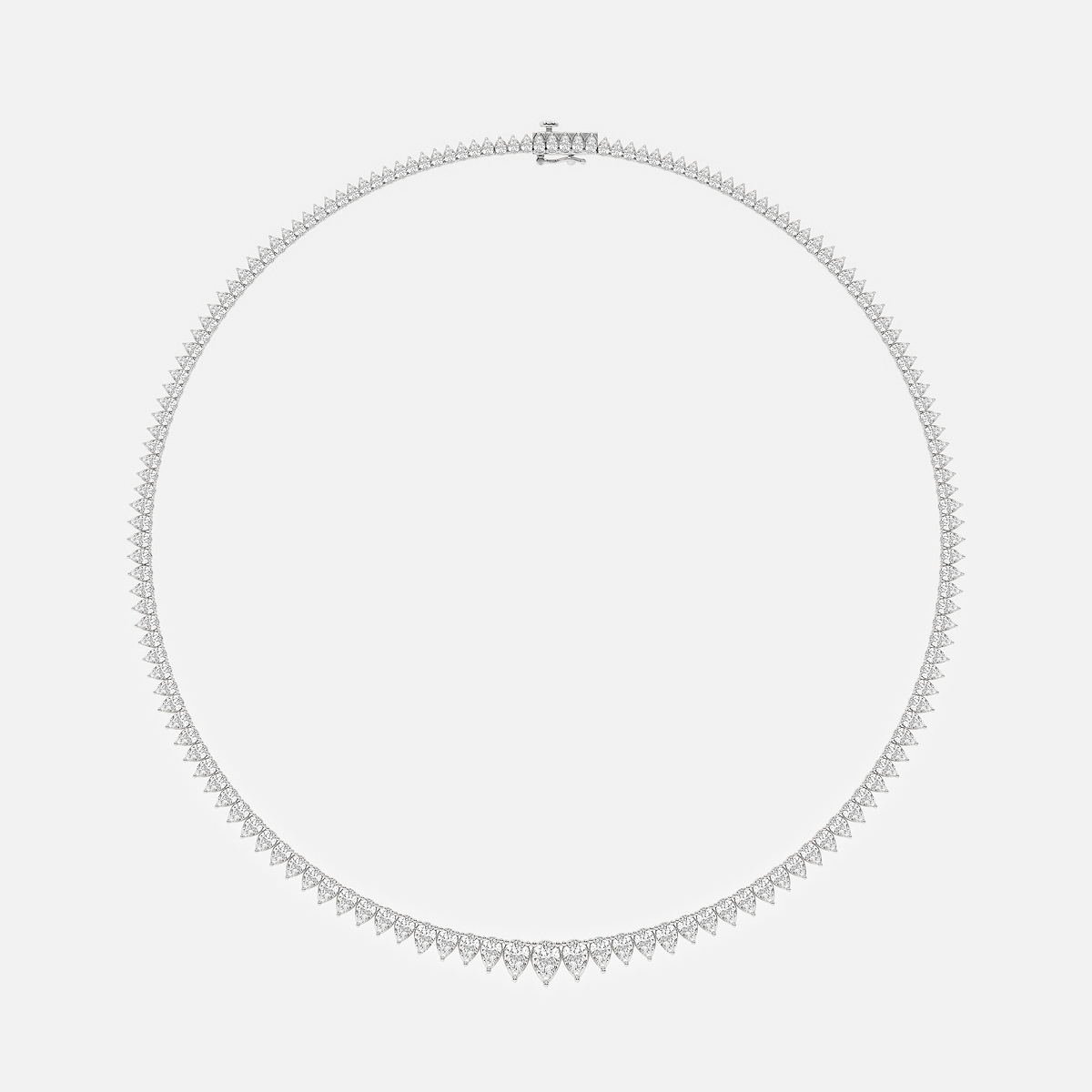 Additional Image 3 for  16 1/2 ctw Pear Lab Grown Diamond Graduated Tennis Necklace
