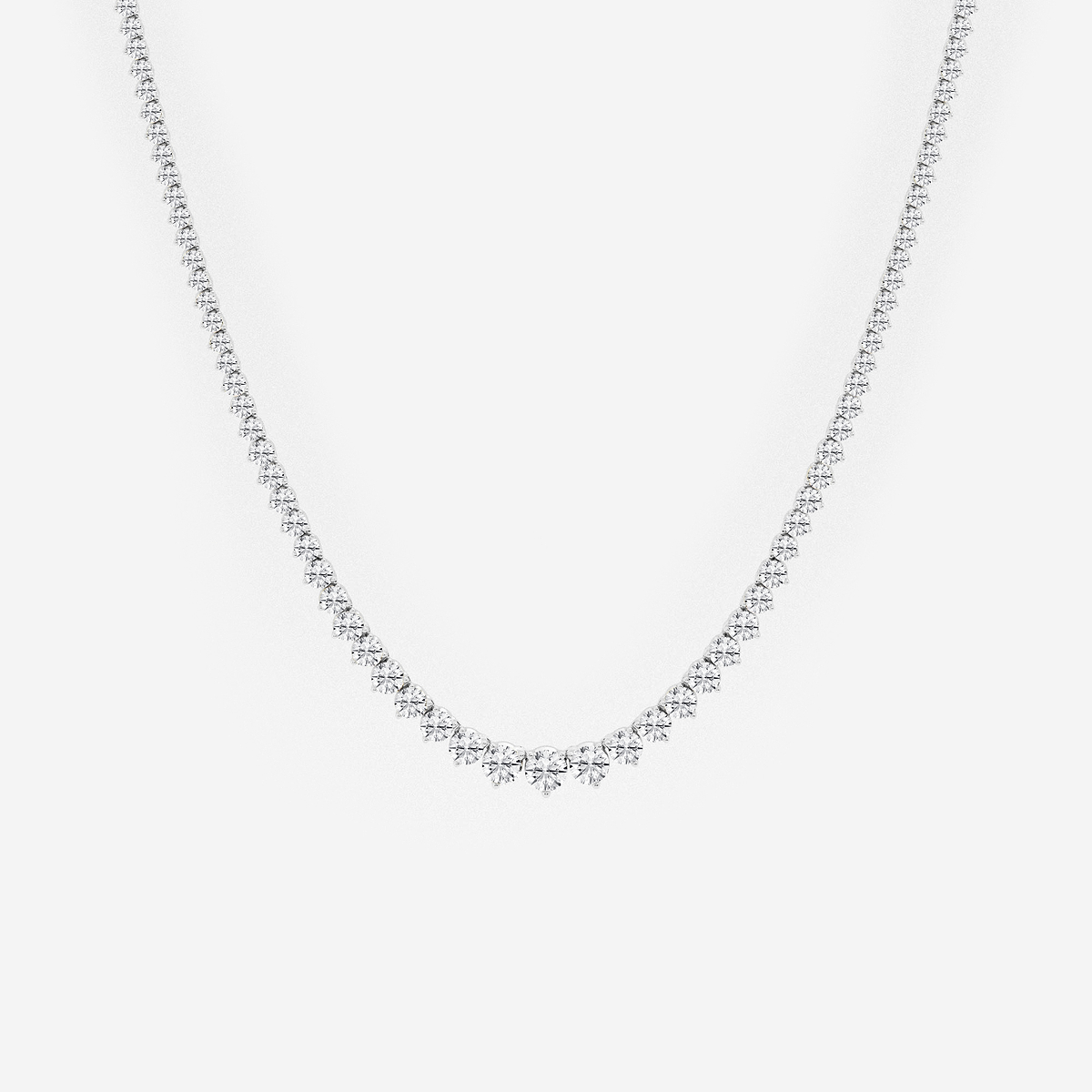 10 ctw Round Lab Grown Diamond Graduated Riviera Necklace 14K
