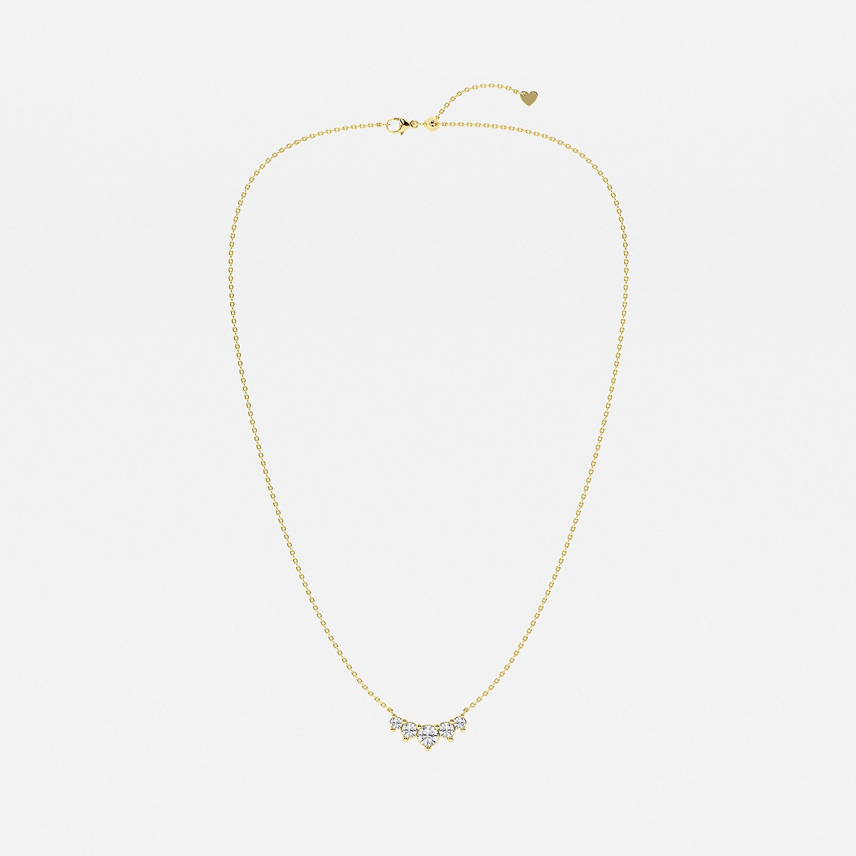 Additional Image 2 for  1 ctw Round Lab Grown Diamond Five Stone Demi Eternity Necklace