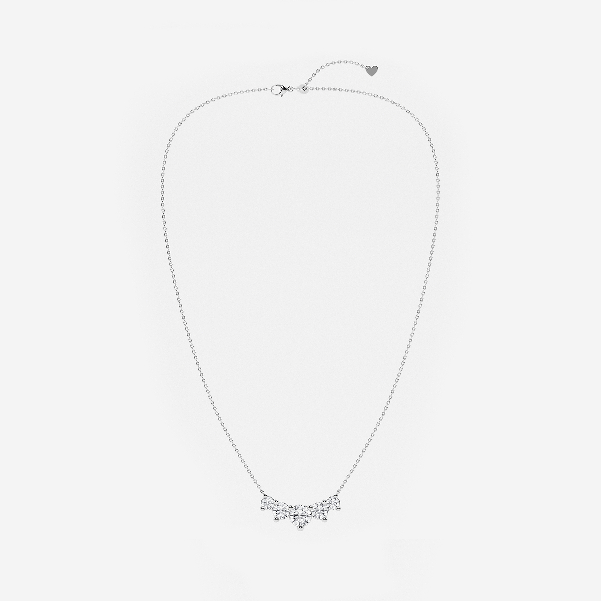 Additional Image 2 for  3 ctw Round Lab Grown Diamond Five Stone Demi Eternity Necklace