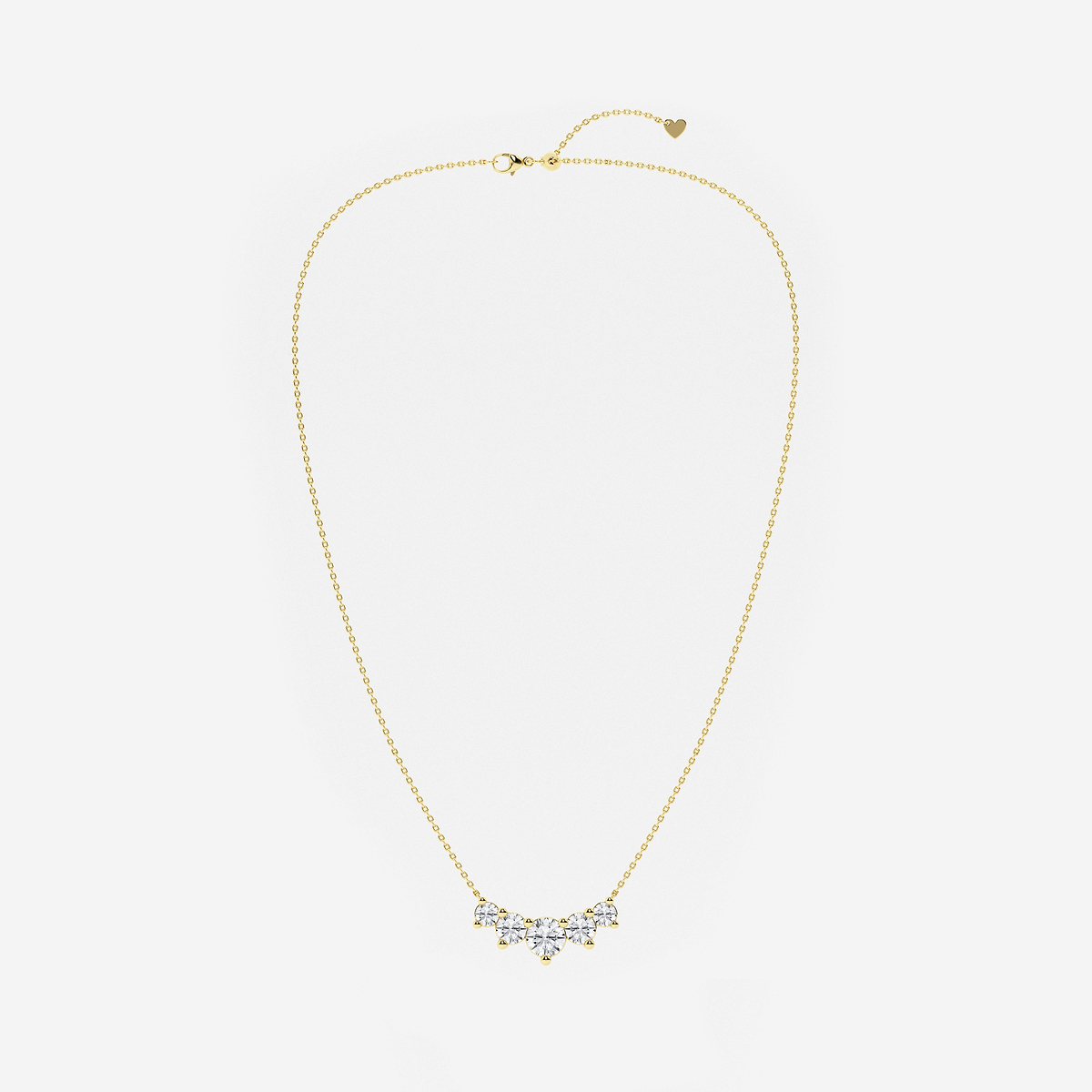 Additional Image 2 for  3 ctw Round Lab Grown Diamond Five Stone Demi Eternity Necklace
