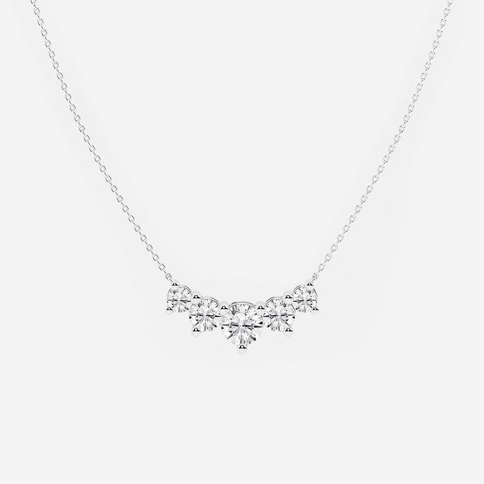 Five Stone Demi Eternity Round Fashion Necklace