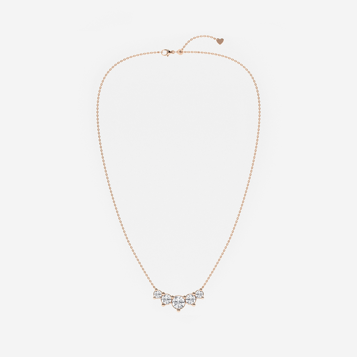 Additional Image 2 for  4 ctw Round Lab Grown Diamond Five Stone Demi Eternity Necklace