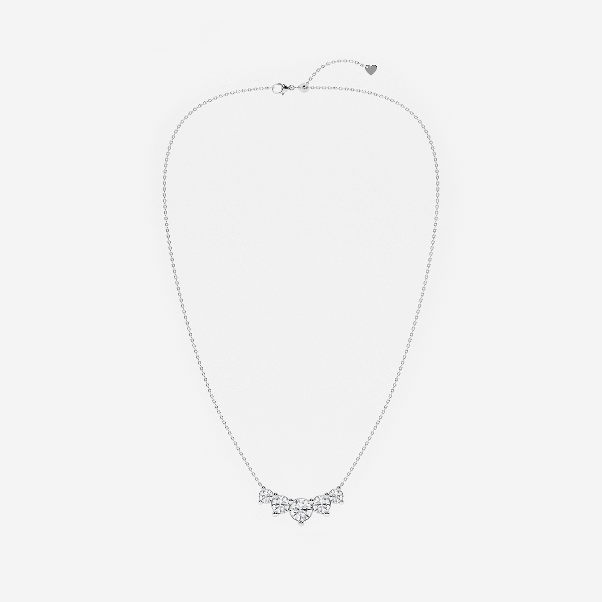 Additional Image 2 for  4 ctw Round Lab Grown Diamond Five Stone Demi Eternity Necklace