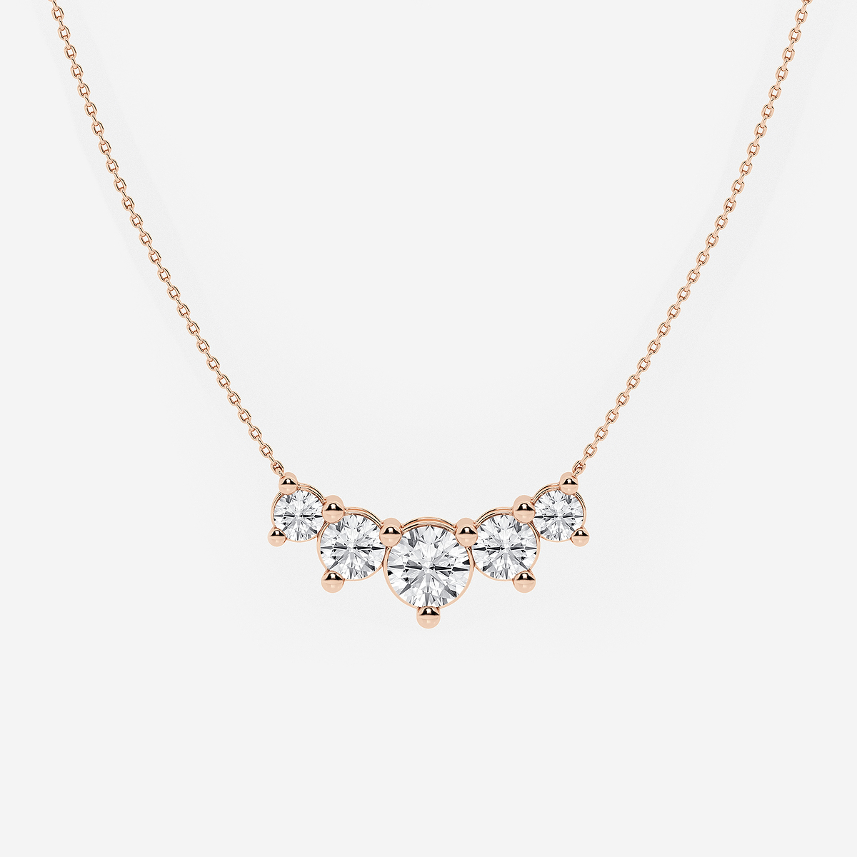 5 ctw Round Lab Grown Diamond Five Stone Demi Eternity Necklace