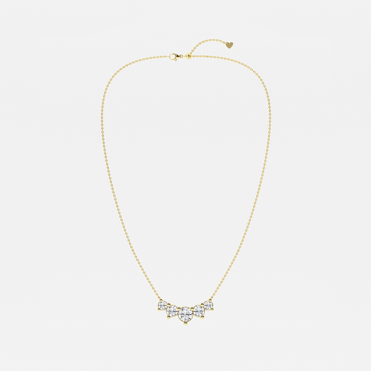 Additional Image 2 for  5 ctw Round Lab Grown Diamond Five Stone Demi Eternity Necklace