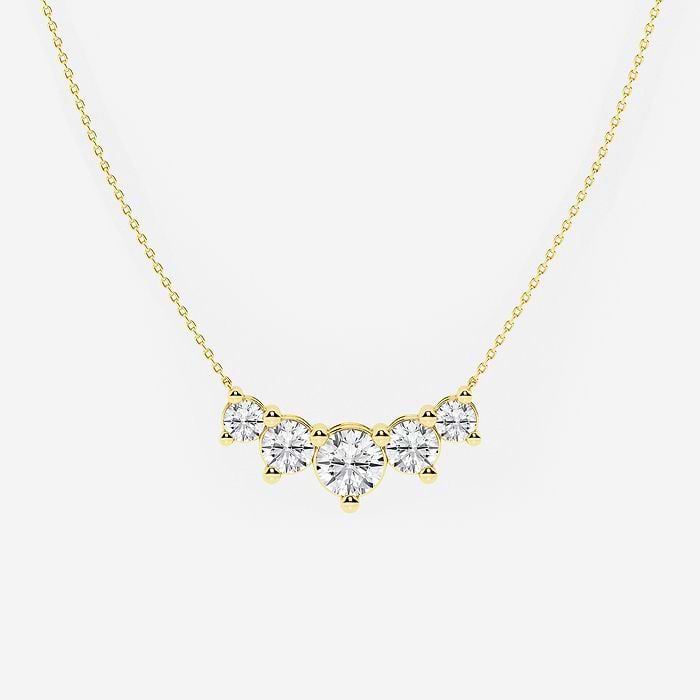 Five Stone Demi Eternity Round Fashion Necklace