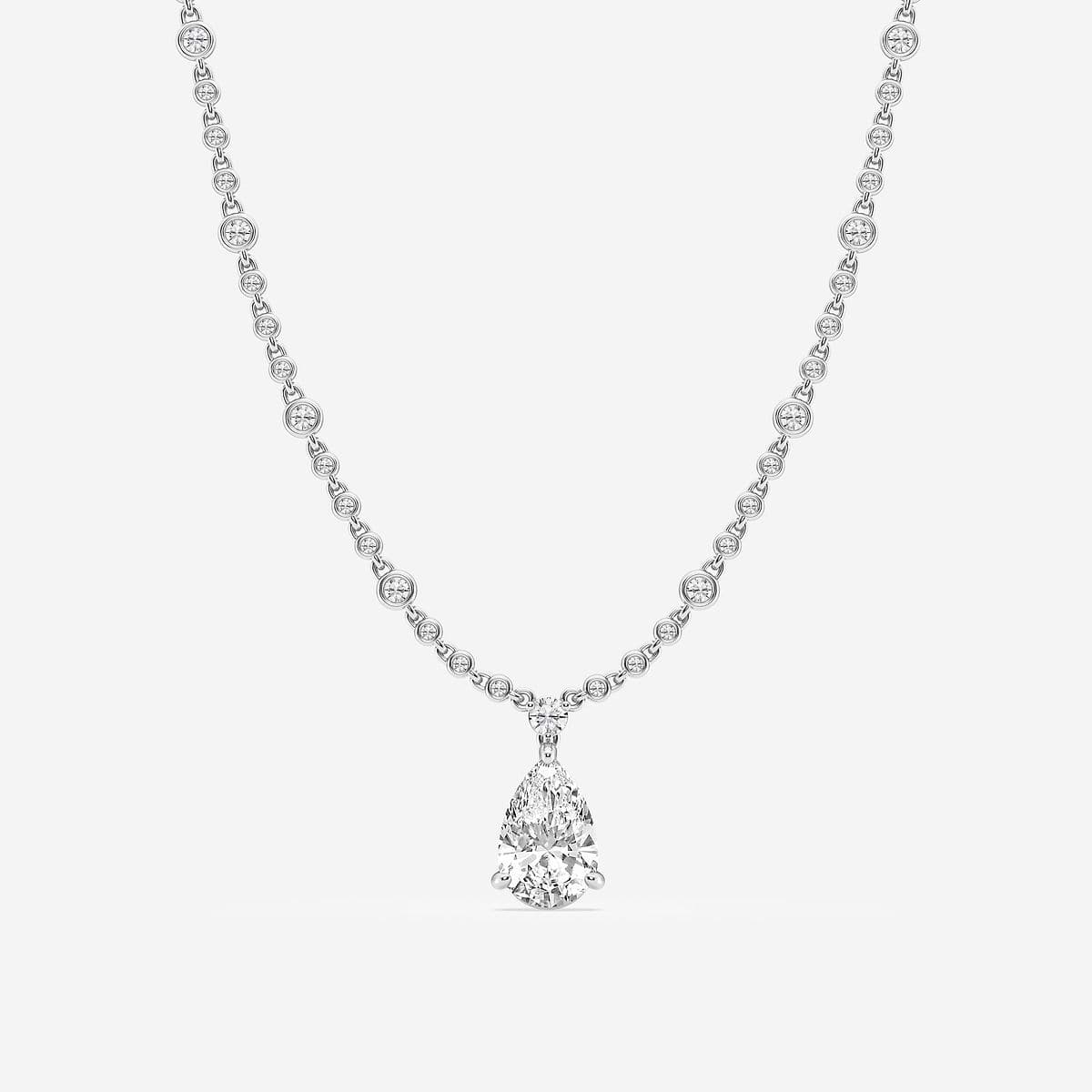 8 ctw Pear Lab Grown Diamond Fashion Necklace 14K White Gold, E+, VS1+