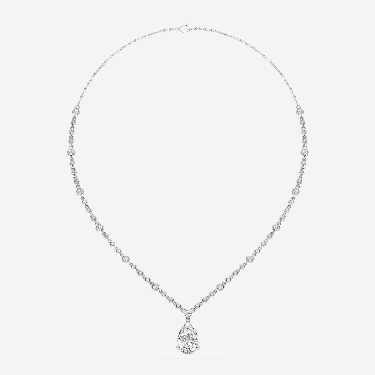 8 ctw Pear Lab Grown Diamond Fashion Necklace 14K White Gold, E+, VS1+