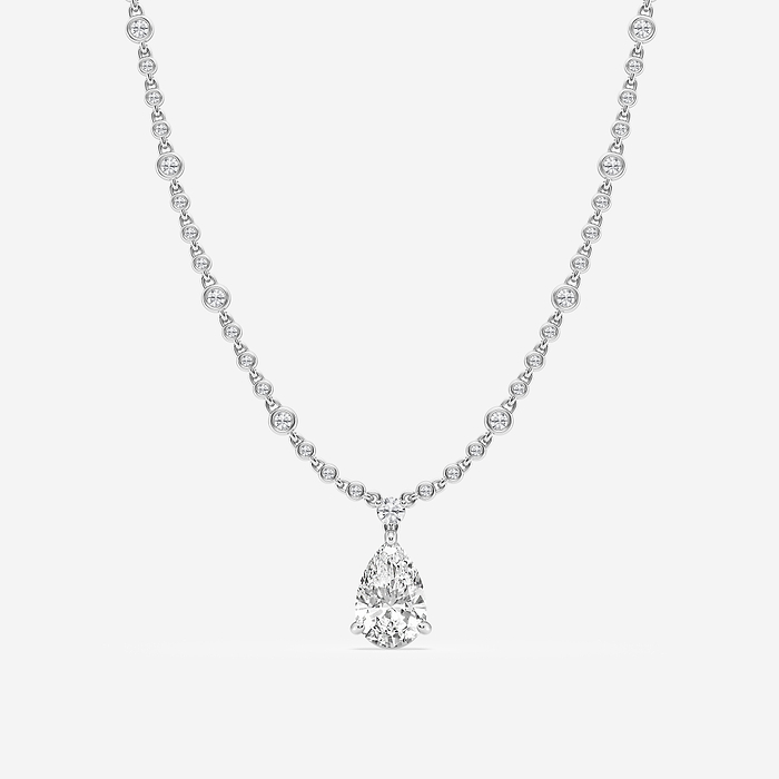 NEVERLAND ボール 2 ctw Round Lab Grown Diamond Station Fashion Necklace 14K