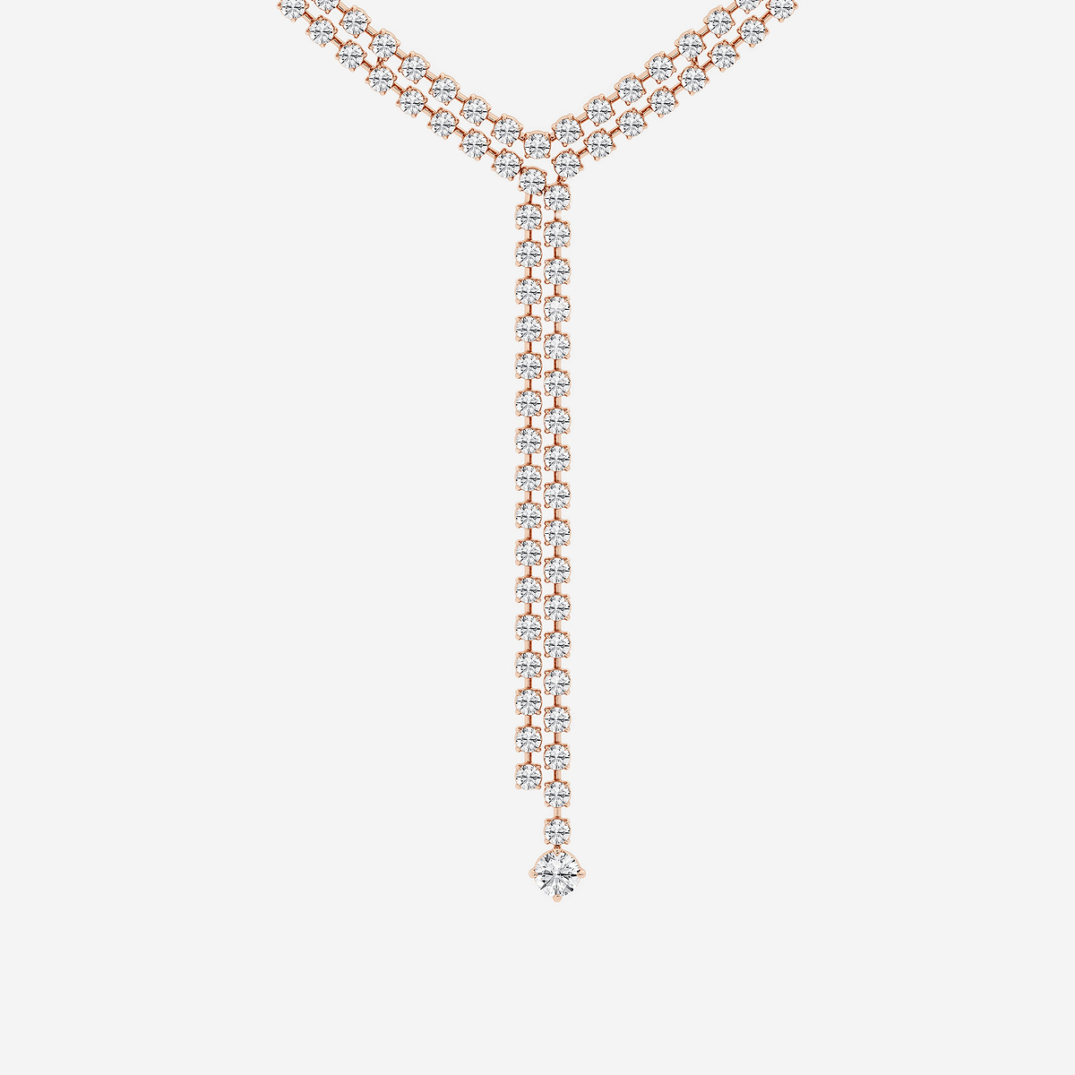 25 ctw Round Lab Grown Diamond Double Row Lariat Necklace