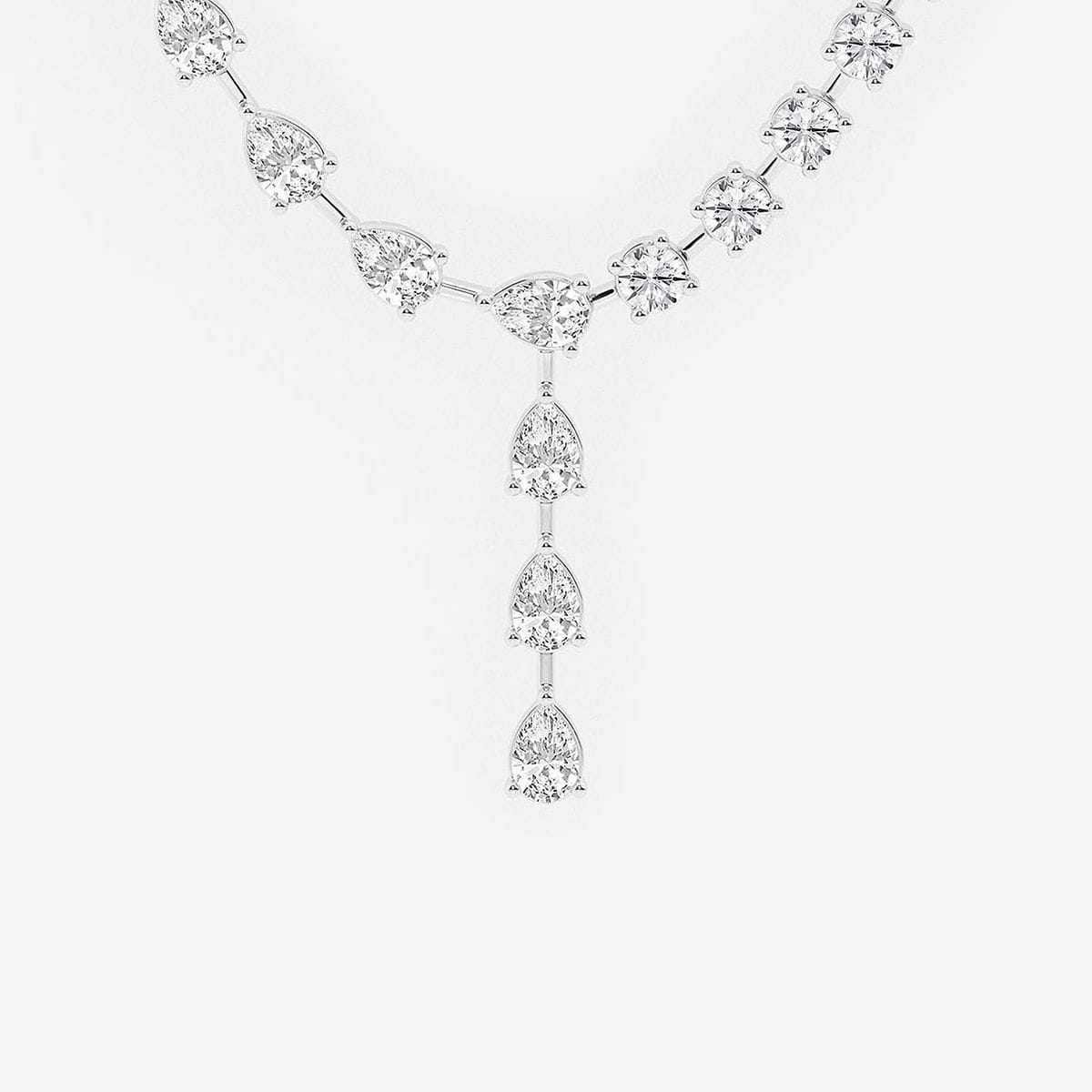 20 ctw Pear Lab Grown Diamond Lariat Fashion Necklace 14K