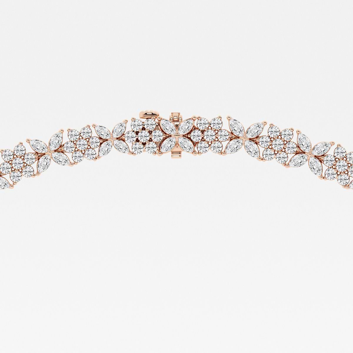 20 ctw Marquise Lab Grown Diamond Floral Tennis Necklace 14K Rose Gold, F, VS2